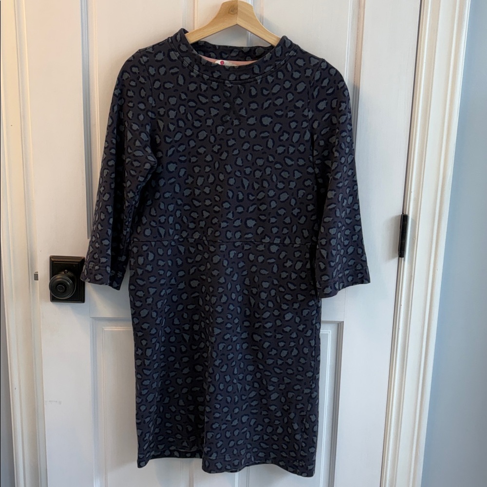 Boden Livia Leopard Animal Print Cotton Sweatshirt Dress Gray Pockets US 6